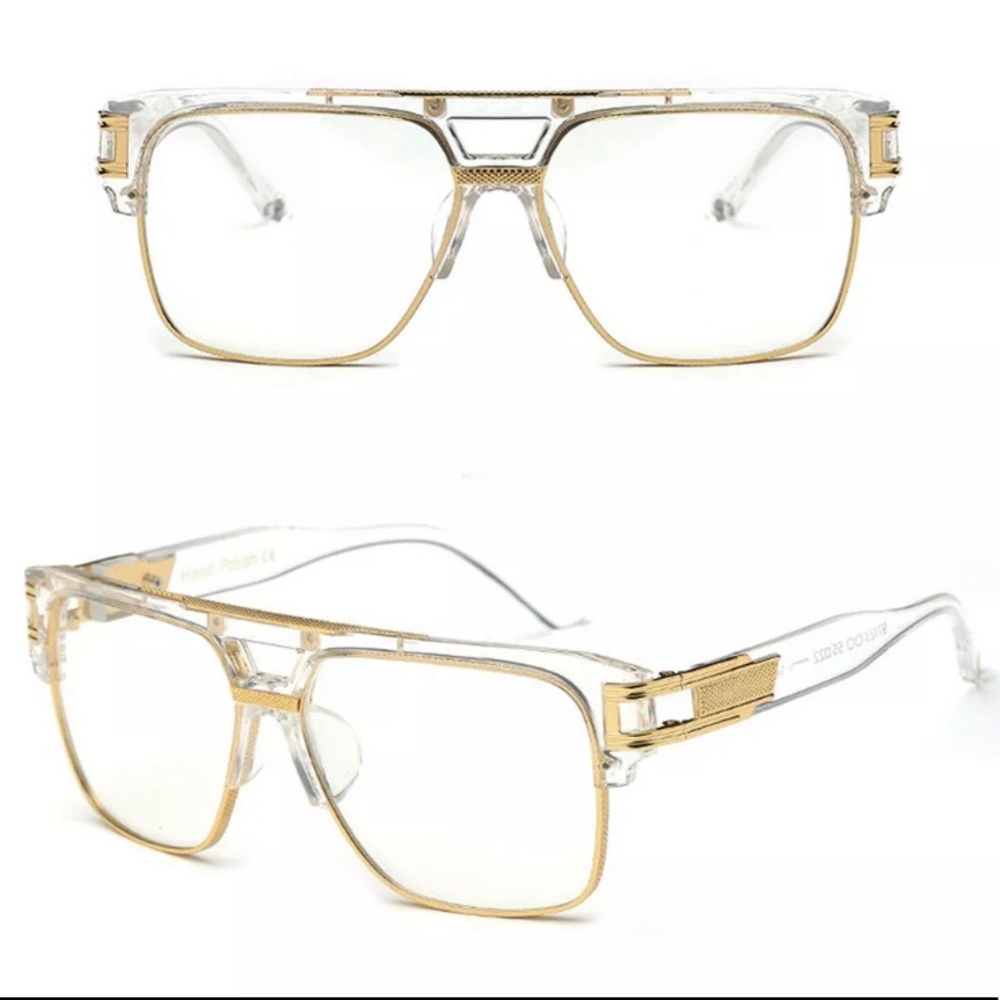 🆕Unisex Gold Frame Clear Sunglasses - Picture 4 of 5